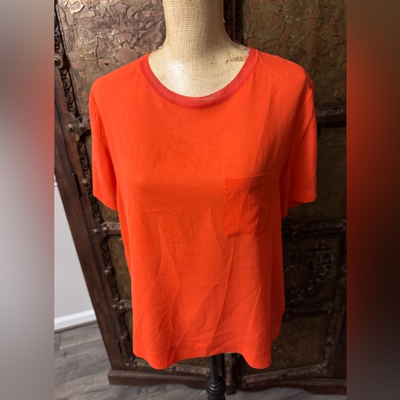 Vince Tops - Vince Orange‎ Boxy Short Sleeve silk T-Shirt M
